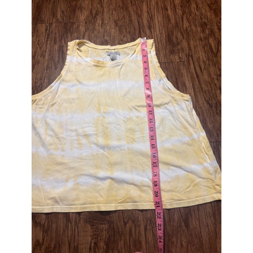 OUTERNOWN Tie Dye Tank Top Yellow White Sleeveless Casual Women's Size L beachy - Picture 3 of 7